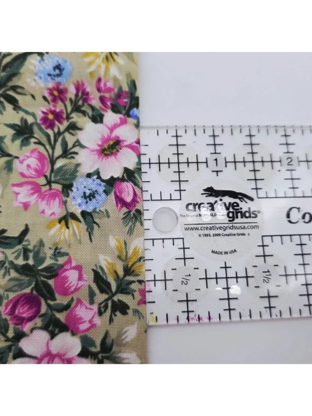 Floral Cotton Fabric Beige Pink Blue 1 Yard Hobby Lobby Exclusive - Picture 3 of 5